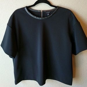 Ann Taylor Faux Leather Trim Top